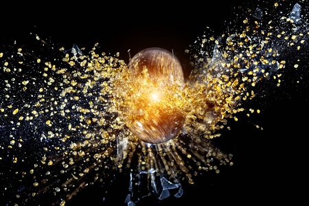 ball explosion on black backgroundの写真素材