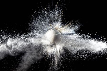 closeup on real explosion with black background