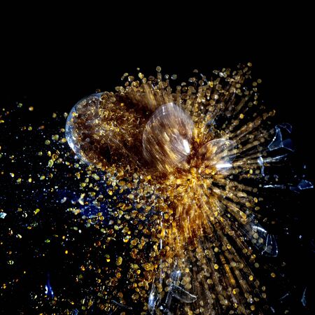closeup on real explosion with black background