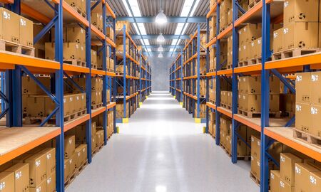 classic warehouse with pallet 3d rendering image