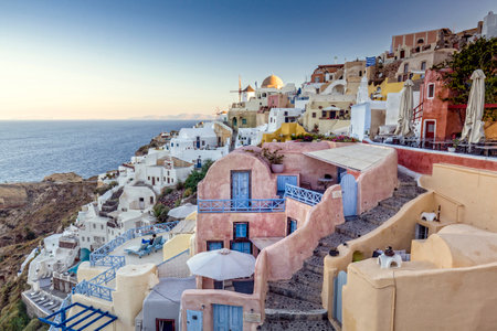 Vier of oia village , santorini greeceのeditorial素材