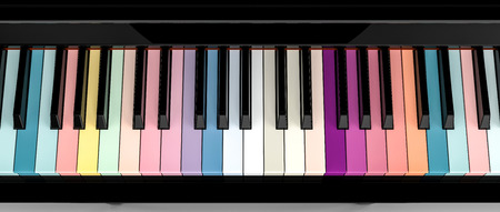 colorful piano key board 3d rendering imageの写真素材