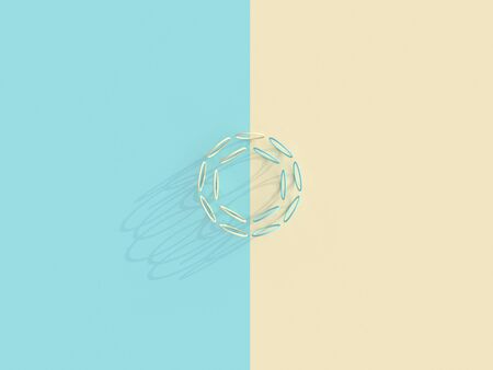 background in flat lay style of a series of rings on a two-tone surface. 3d image render