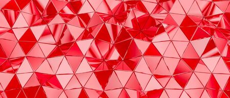 background with triangular polygons in red color. 3d image renderの写真素材