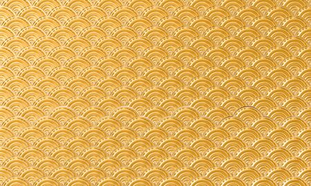 3d render image of a fan-shaped gold themed background. no one around, horizontal format