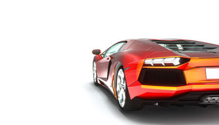 luxury sports car on white background. nobody around. speed concept. 3d render.