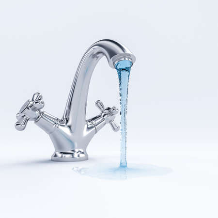 faucet with flowing water. 3d render.の写真素材