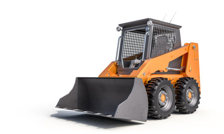 small bulldozer on the white background. 3d render