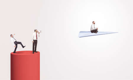 businessmen climb a ladder that presents difficulties. concept of success and adversity in the world...