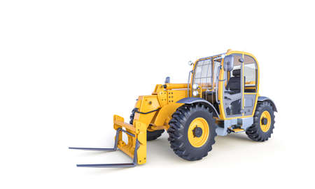 big forklift on the white background. 3d render