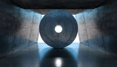 cylindrical pedestals in white marble on a pink background. 3d render.の写真素材