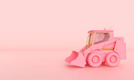 cylindrical pedestals in white marble on a pink background. 3d render.