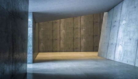 abstract modern interior in reinforced concrete. 3d render