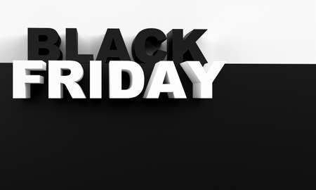 black and white black friday lettering.3d.renderの写真素材