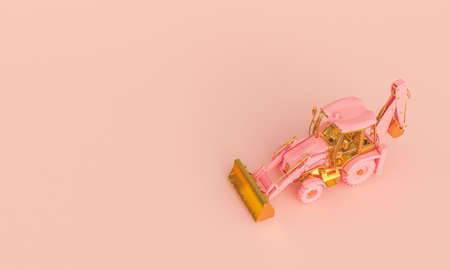 pink and gold digger on a pink background. 3d render