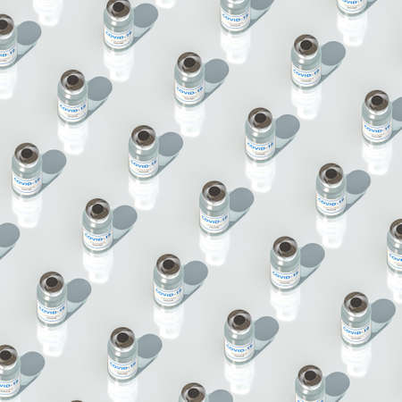 doses of anti covid-19 vaccine. 3d render background