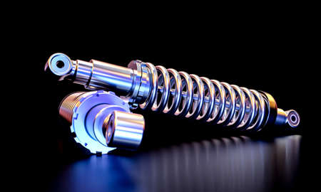 car shock absorbers on black. 3d renderの写真素材