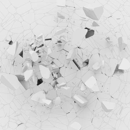 white floor that explodes and fragments. 3d renderの写真素材