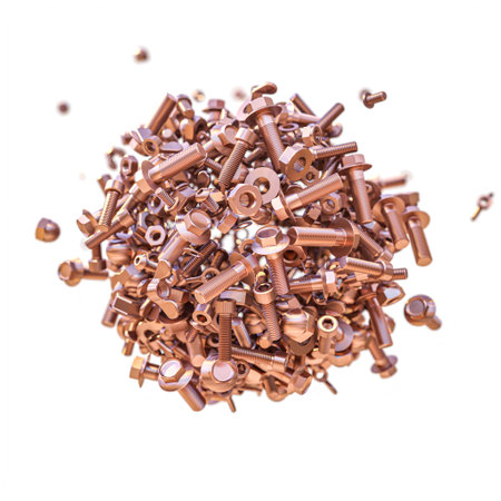 aggregation of copper hardware on a white background. 3d renderの写真素材