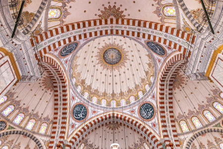 Fatih mosque in the city of Istanbul. view of the internal vault.のeditorial素材