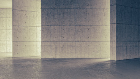 interior with reinforced concrete walls. 3d renderの写真素材