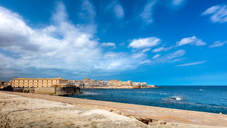 urban landscape of the city of syracuse in sicily.のeditorial素材