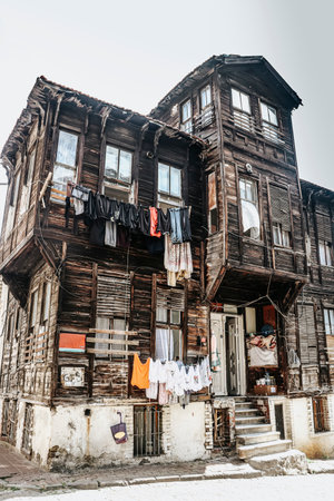 old wood house in istanbul. Turkeyのeditorial素材
