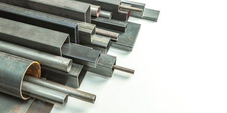 real metal profiles pipes of different shapes and sizes