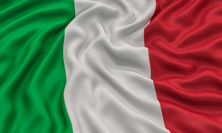 3D render of Italian flag moved by the windの写真素材