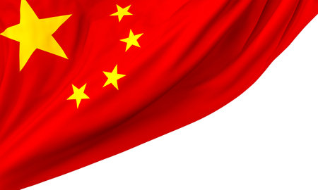 Chinese flag isolated on a white background. 3d renderの写真素材