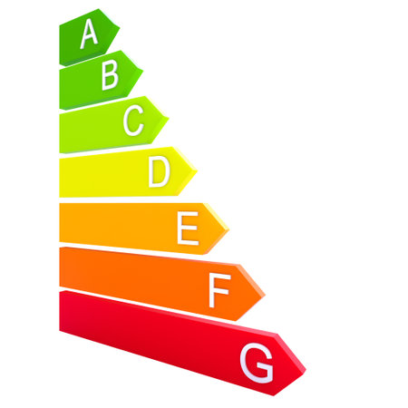 energy classification with arrow bars. 3d renderの写真素材