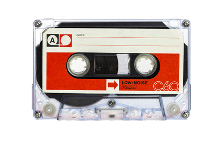 old audio cassette isolated on white backgroundの写真素材