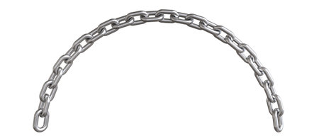 curved metal chain isolated on white. 3d renderの写真素材