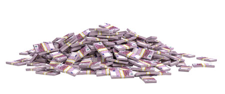 bundles of euros amassed in a small group. 3d renderの写真素材