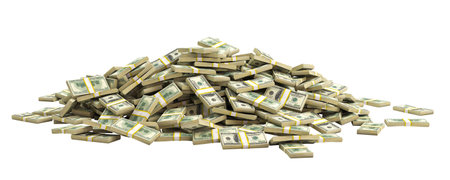 bundles of dollars amassed in a small group. 3d renderの写真素材