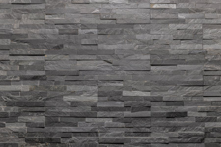 background dark slate striped stone wallの写真素材