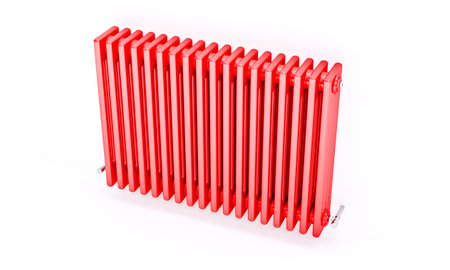 red metal heater on a white background. 3d renderの写真素材