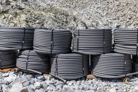large hanks of steel cablesの写真素材