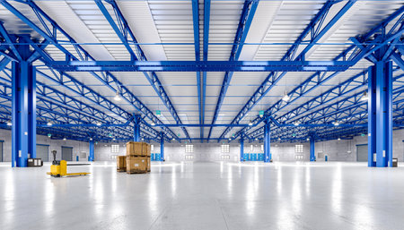 3d render modern empty warehouseの写真素材