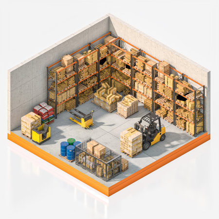 3d isometric render model of an industrial warehouseの写真素材