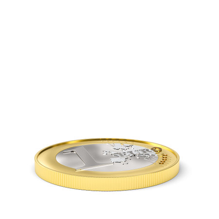 1 euro coin on a white background 3d renderの写真素材