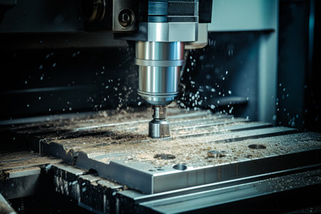 3d illustration of a cnc milling machine backgroundの写真素材