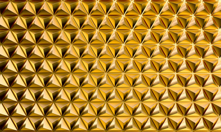 gold metal triangular geometric 3d render backgroundの写真素材