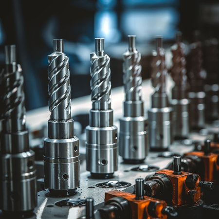 detail of mechanical elements machined by cnc machinery 3d renderの写真素材