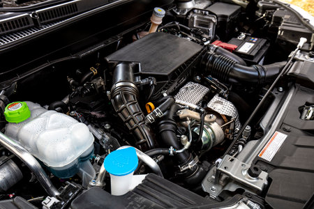 medium hybrid car engine backgroundの写真素材