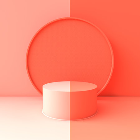 two-tone podium with circular shapes. 3d renderの写真素材