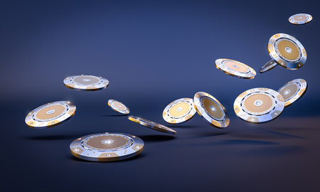 silver gold and diamond casino chips. 3d renderの写真素材