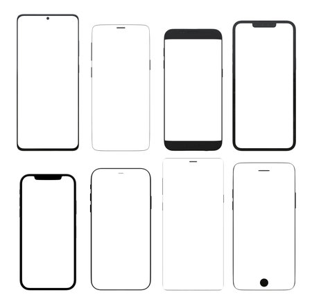 different models of smartphones with a transparent screen. 3d renderの写真素材
