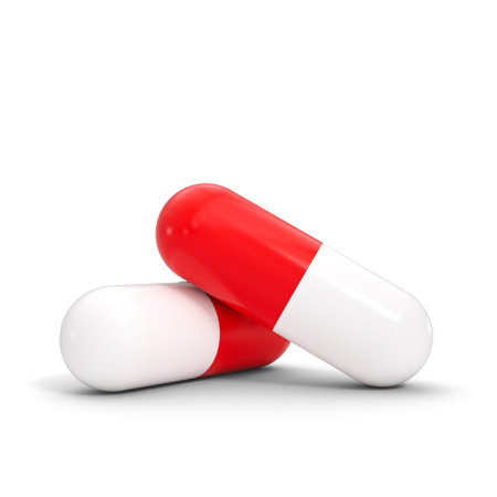 medicine pills on a white background. 3d renderの写真素材