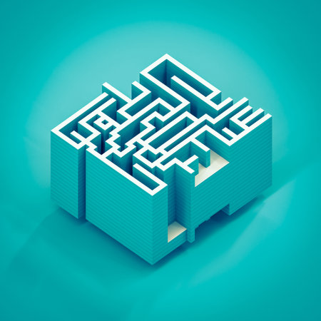 maze block on a blue background. 3d renderの写真素材